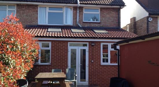 Single Storey Rear Extension London. Pitch Roof, with Velux Windows, French Doors, Acton, West London 